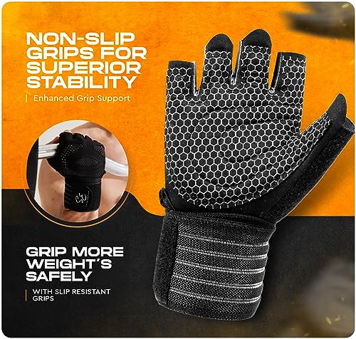 Weight Lifting Gloves for Men & Women – Fingerless Workout Gloves with Non-Slip Grip & Palm Padding for Gym, Training, Cycling & Fitness