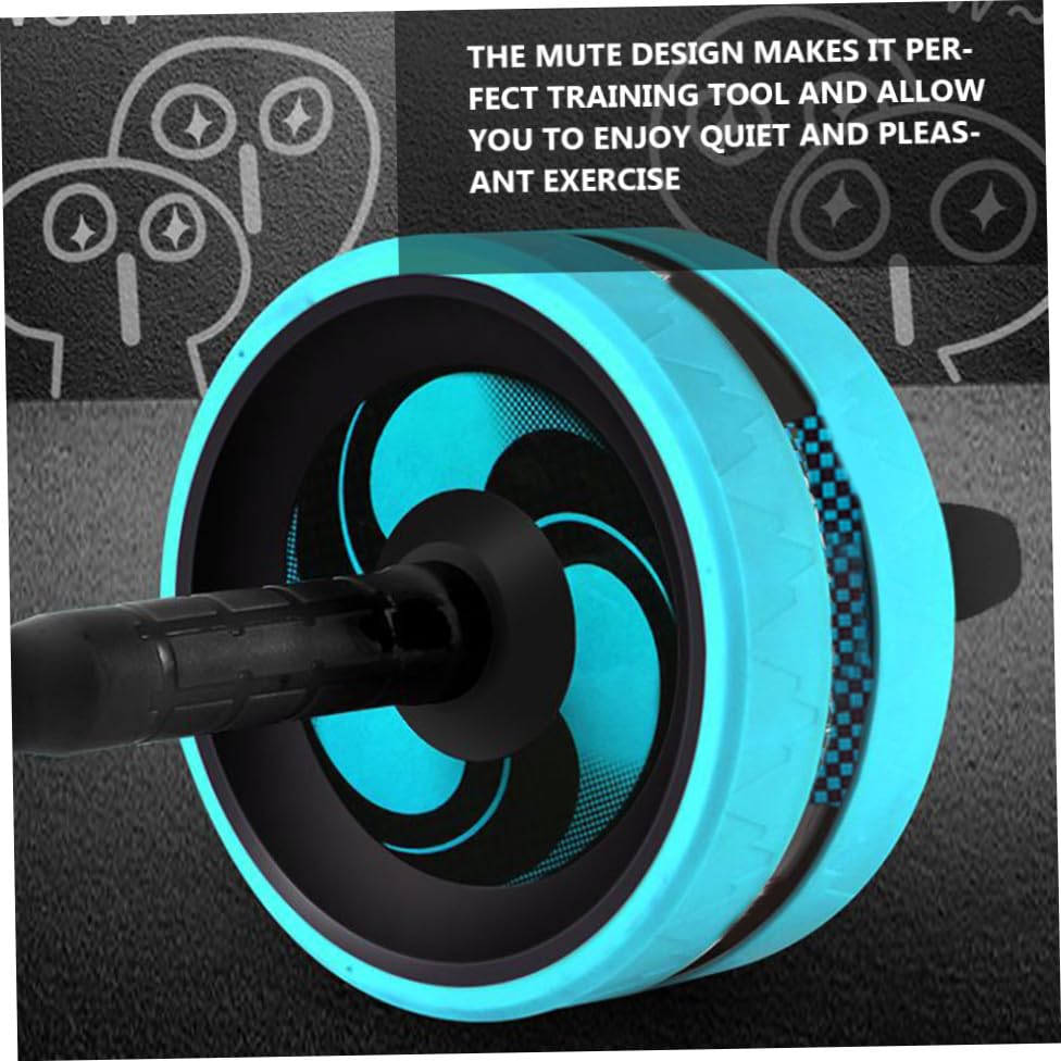 Mute Ab Roller with Non-slip Handles Knee Pad and Jump Rope for Women Core Strength Trainer for Home Gym Portable Fitness Wheel for Beginners and Advanced Users Blue and Black