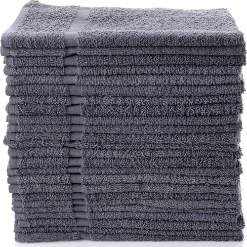 Simpli-Magic Cotton Hand Towels 16"x27" (12 Pack) – Soft Towels for Bathroom, Kitchen, Salon & Gym (Gray)