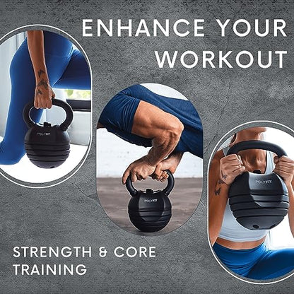 Polyfit Adjustable Kettlebell Set | 30/40/50 lbs | Kettlebell Weights for Home Gym