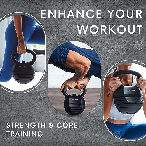 Polyfit Adjustable Kettlebell Set | 30/40/50 lbs | Kettlebell Weights for Home Gym - color: BLACK - 40 LB