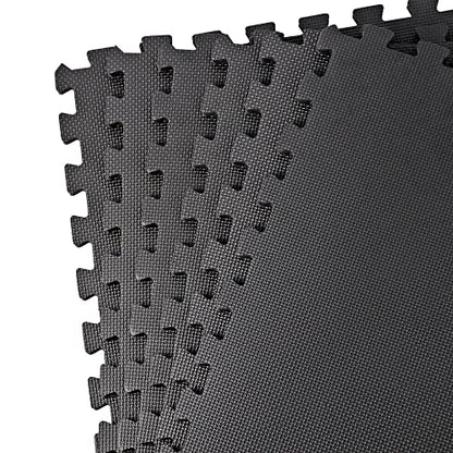 HomGarden Puzzle Exercise Mat 1/2’’ EVA Interlocking Foam Floor Mats for Exercise Equipment Home Gym Workout Mat(6 Tiles) Black