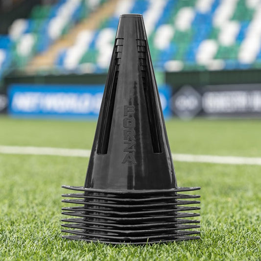 FORZA Flexi Cones [10 Pack] | Ultra-Durable Training Cones for Sports Drills and Practice – Available in 9 Bright Color Options - color: Black