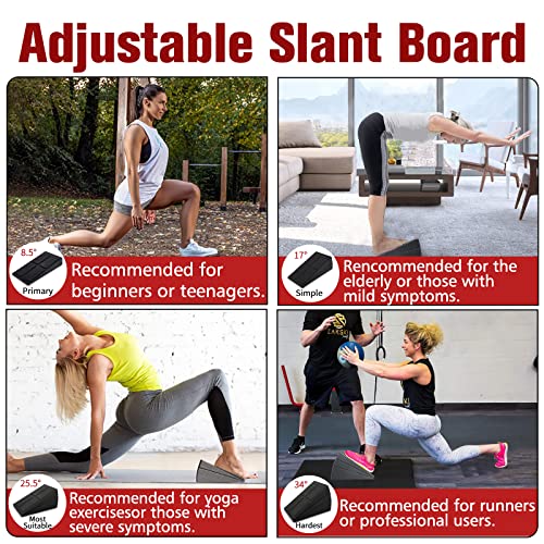 Slant Board for Calf Stretching, 3 Pcs EPP squat wedge - Adjustable Home Calf Stretcher A Set of Two Kinds Resistance Bands and Extra anti-slip patch (2022 upgraed)