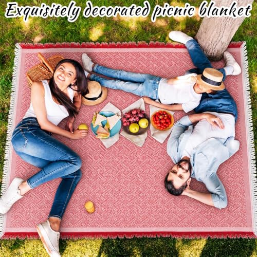 Large Outdoor Picnic Blanket 91x71 Inch Camping Mat Sandproof Woven Boho Mat Giant Beach Towel Travel Essential Yoga Accessories Park Patio Lawn Garden Grass Ground Music Festival Concert