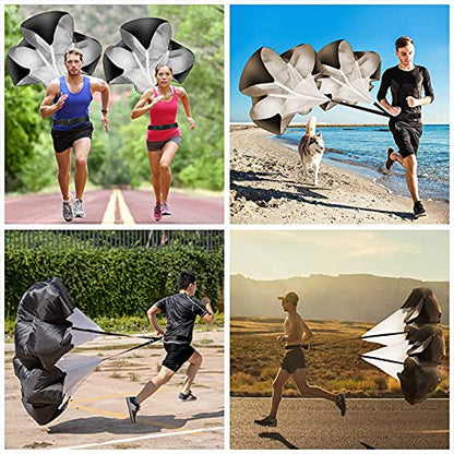 Resistance Parachute Speed Sprint Training Chute, Running Parachute Resistance Trainer with Adjustable Belt, Improving Speed/Stamina/Strength