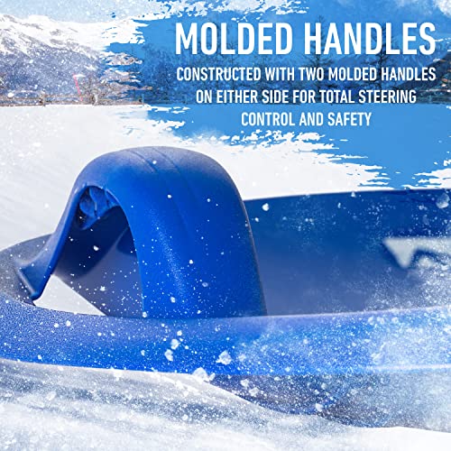 Franklin Sports Kids Toboggan Sled - Kids Saucer Sled - Arctic Trails Plastic Snow Sled for Children - Heavy Duty Sled with Handles