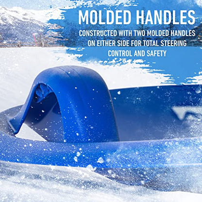 Franklin Sports Kids Toboggan Sled - Kids Saucer Sled - Arctic Trails Plastic Snow Sled for Children - Heavy Duty Sled with Handles