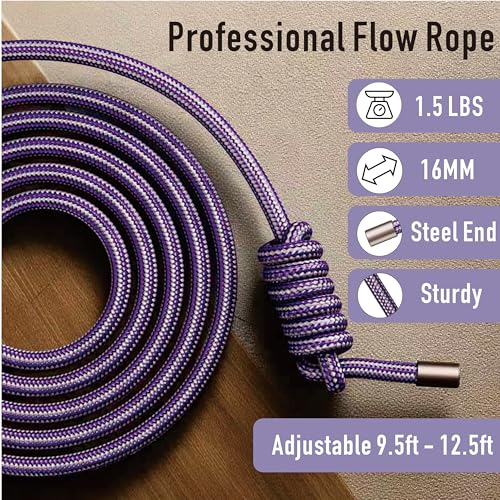 Flow Rope Exercise Jump Rope – 1.5lb Weighted Flow Jump Rope for Cardio, Boxing, HIIT & Upper Body Fitness – Adjustable Double Woven Workout Rope for Women, Beginners – Indoor & Outdoor Use