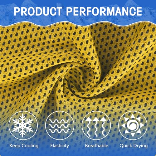 100 Pack Cooling Towels, 40"x12" Cooling Towels for Neck and Face Breathable Soft Chilly Sweat Rag Microfiber Sport Rags for Gym Yoga Golf Running - color: Yellow