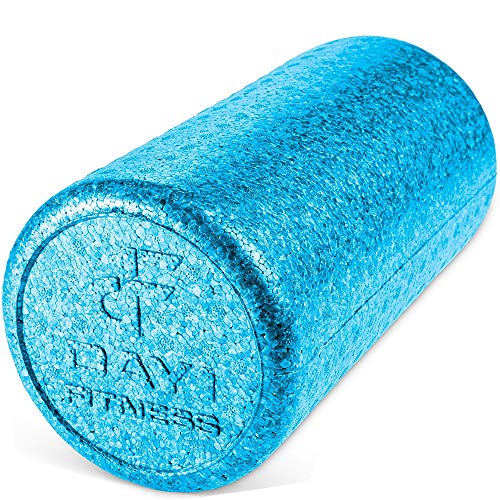 Day 1 Fitness High Density Muscle Foam Rollers - Sports Massage Rollers for Stretching, Physical Therapy, Deep Tissue, Myofascial Release - Ideal for Exercise and Pain Relief – Solid Blue, 12”