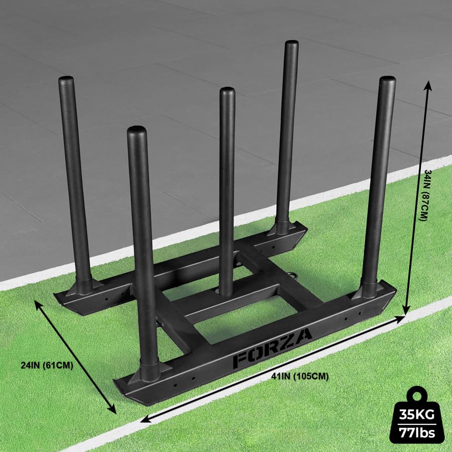 FORZA Competition Weight Sled | Heavy-Duty Steel Sled for Gym & HYROX Training – Removable Uprights with Optional Dual-Handle Attachment - style: Without Double Handle Attachment