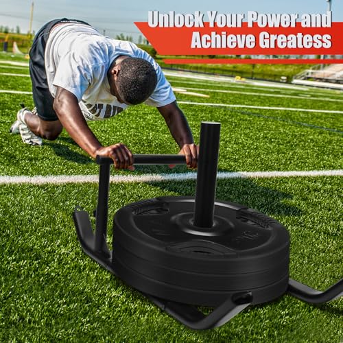 Workout Fitness Sled, Weighted Sleds Push Gym Equipment for Adults & Kids, Compatible with 1" & 2" Weight Plates, Multi-Purpose Sled for Outdoor or Home Fitness Training