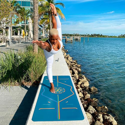 Liforme Travel Yoga mat – Patented Alignment System, Warrior-Like Grip, Non-Slip, Eco-Friendly, Ultra-Lightweight and Sweat Resistant, Made with Natural Rubber - color: Blue Sky