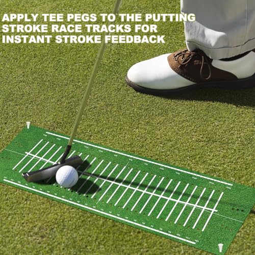 Golf Putting Mats Practice Indoor 30 x 8.27 Inch Golf Putting Practice Training Aid Alignment Track Green Mat Exercise Putter Training Supplies - color: Green
