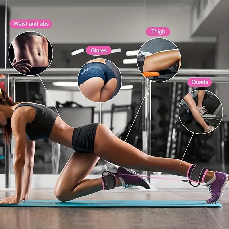 Ankle Resistance Bands with Cuffs Set, Ankle Bands for Working Out, Exercise Bands for Legs and Butt, Workout Equipment for Fitness Training, Ankle Straps for Women