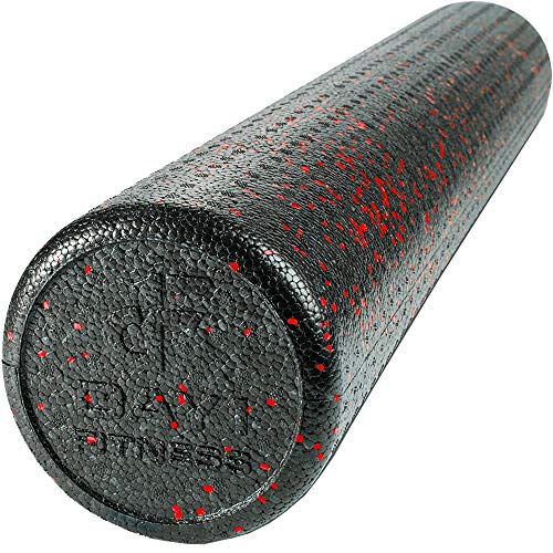High Density Muscle Foam Rollers by Day 1 Fitness - Sports Massage Rollers for Stretching, Physical Therapy, Deep Tissue, Myofascial Release - Ideal for Exercise and Pain Relief - Speckled Red, 36” - color: Red Speckled, size: 36"