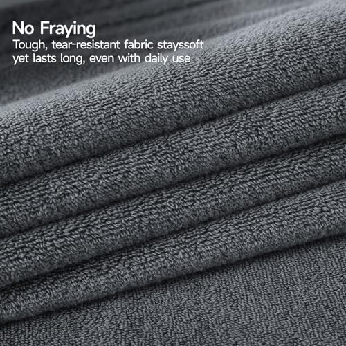 REDKISS Luxury Washcloths for Showering, 13x13 inch, 100% Cotton Premium Wash Cloths Set of 6, Super Soft and Highly Absorbent Face Towels for Bathroom, Spa, Gym and Hotel, Blue Gray