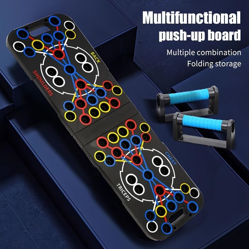 54-Hole Push-Up Board – Multi-Function Exercise Equipment for Home Gym – Adjustable Push-Up Bars for Chest, Arms & Core Workout – Strength Training Tool for Men & Women