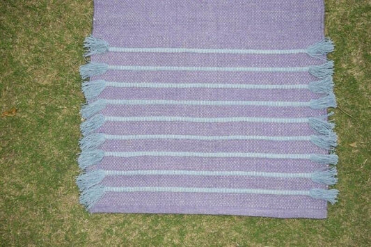 Jaipur art & Rugs Organic Cotton Yoga Mat - Eco-Friendly Hand-Woven Rug - Non Slip & Thick (24”x72”x5mm) for Everyday Fitness at Home - Comfortable Extra-Long - color: Blue-2