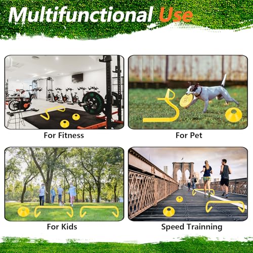 10 Pcs 6" Speed Agility Training Hurdles with 6 Marker Cone Durable Training Hurdle Agility Plyometric All Purpose Speed Hurdle Equipment for Athletes Soccer Basketball Football Practice