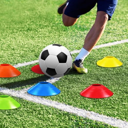 Toyvian Soccer Disc Cones for Training - 30 Multi-Color Agility Practice Cones with Mesh Bag 7.40 Inch Durable Pe Cones for Football Basketball Sports Drills