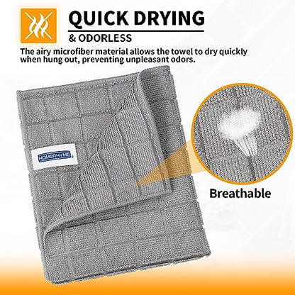 Hand Towels, 12 Pack 25''*15'' Gym Towels, Grey Quick Dry Lint Free Soft Absorbent Bulk Checkered Fingertip Washcloths Bath Towels for Bathroom Kitchen Salon Workout Shower