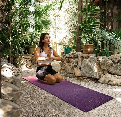 nuveti Printed Travel Yoga Mat-1/16 Inch Thick Non Slip Fitness Workout Mat with Carrying Bag, Foldable Lightweight Suede & Natural Rubber Yoga Mat for Yoga Pilates and Fitness 72" L x 24" W x 1.5mm - color: CanLanXingKong