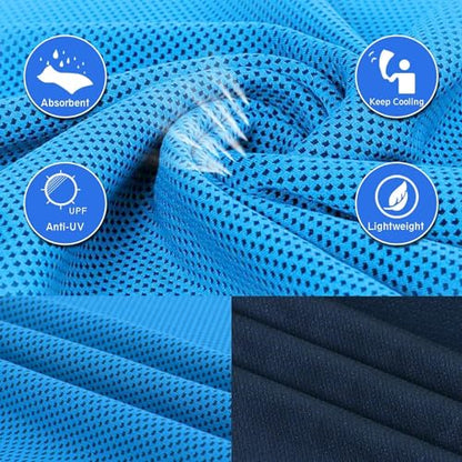 6 Packs Cooling Towel (40"x12"), Soft Breathable Chilly Towel, Ice Towel, Microfiber Towel for Yoga, Sport, Running, Gym, Camping, Fitness, Workout & More Activities