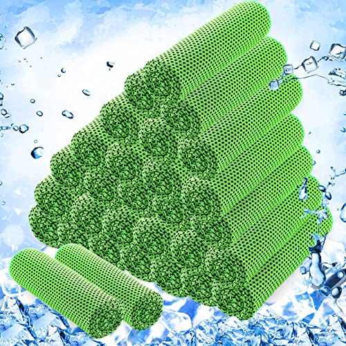 30 Pack Cooling Towels, 40"x12" Ice Breathable Soft Chilly Sweat Rag Microfiber Workout Rags for Gym Cooling Towels for Neck and Face for Yoga Golf Sport Running - color: Bright Green