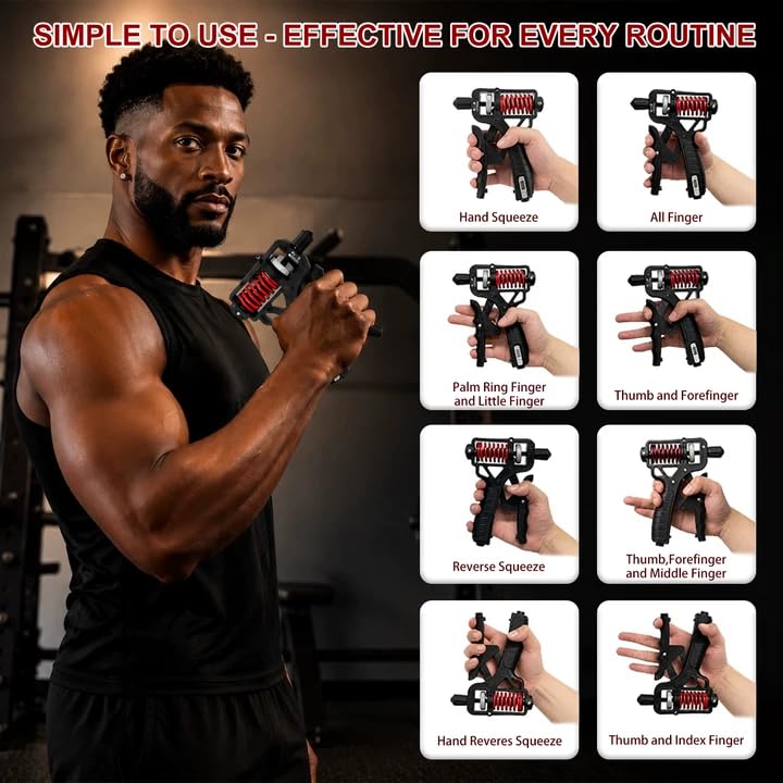 Adjustable 11-350 Lbs, Grip Strength Trainer, Forearm Hand Exerciser for Strength with Digital Counter, Hand Gripper Strengthener for Athletes Muscle Building Hand Treatment Strength Recovery.