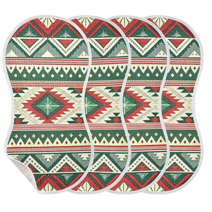 Mexican Ethnic Stripes Muslin Burp Cloths 1 Pack - Extra Large 22"x11", 4-Layer Soft Absorbent Cotton, Waterproof Backing, Baby Drool Rags for Newborn
