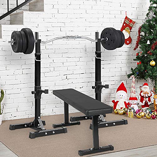 Yaheetech Adjustable Squat Rack Pair, Barbell Bench Press Stands, Home Gym