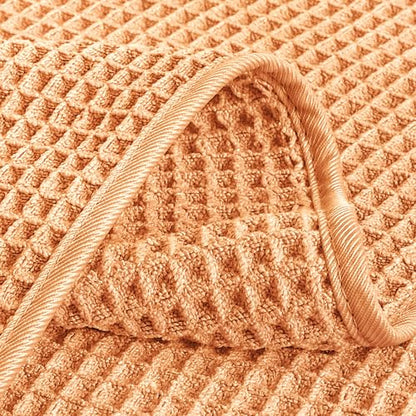 POLYTE 430 GSM Poly Blend Microfiber Quick Dry Waffle Hand Towel, 16x30 in - color: Orange
