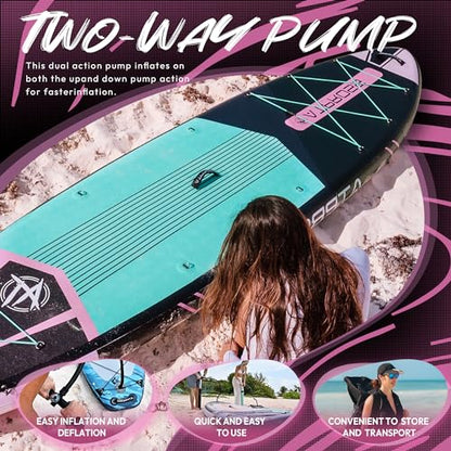 11'6"x35" Inflatable Paddle Board, 450lbs Extra Wide Stand Up Paddleboard for Adults with Premium SUP Accessories Kit & Backpack, Blow Up Kayak Non-Slip Stable Deck Boat for Yoga Fishing Surf - style: Pink