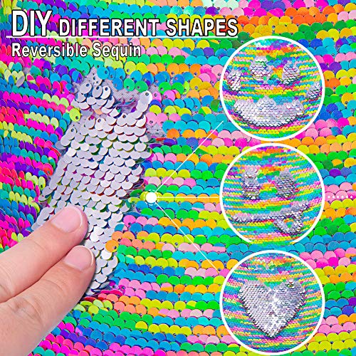 GA&EN Mermaid Reversible Sequin Drawstring Backpack/Bag Rainbow/Silver for Kids Girls - color: 18-rainbow/Silver