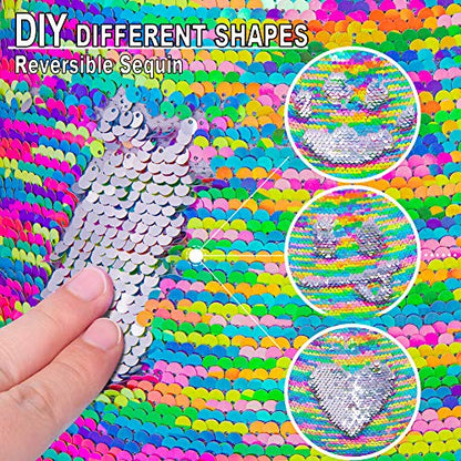 GA&EN Mermaid Reversible Sequin Drawstring Backpack/Bag Rainbow/Silver for Kids Girls - color: 18-rainbow/Silver