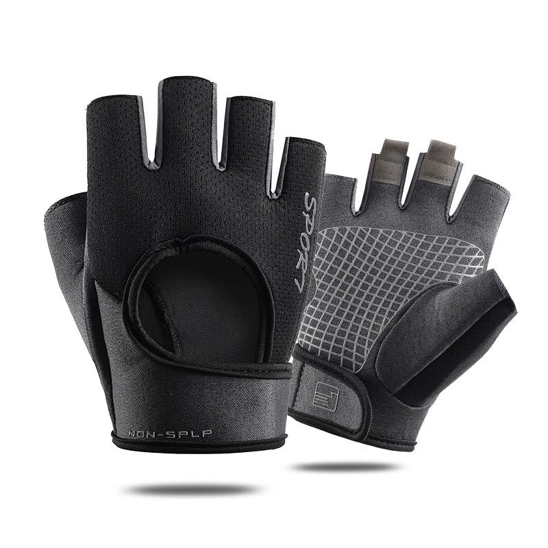 Men & Women Breathable Workout-Glove - UV Protection Fingerless Gym Gloves for Fitness Rowing Cycling