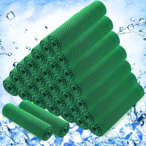 30 Pack Cooling Towels, 40"x12" Ice Breathable Soft Chilly Sweat Rag Microfiber Workout Rags for Gym Cooling Towels for Neck and Face for Yoga Golf Sport Running - color: Green