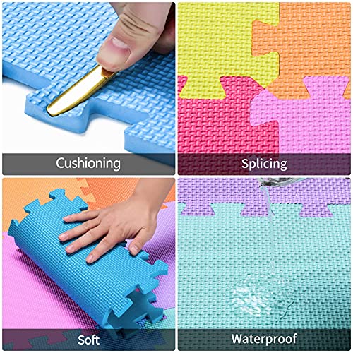 qqpp EVA Rubber 18 Tiles Interlocking Puzzle Foam Floor Mats - Baby Play Mat for Playing | Exercise Mat for Home Workout. Pink. QC-Cb18N