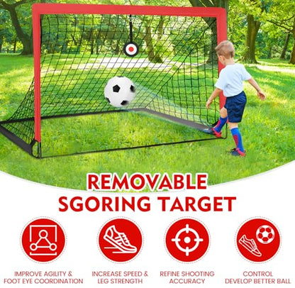 6' x 4' Soccer Goals Nets for Backyard Beach Pop Up Soccer Training Equipment Net Portable Goal Set with Ball, and Cones, Youth Outdoor Sports Games Football Goal with Carry Bag