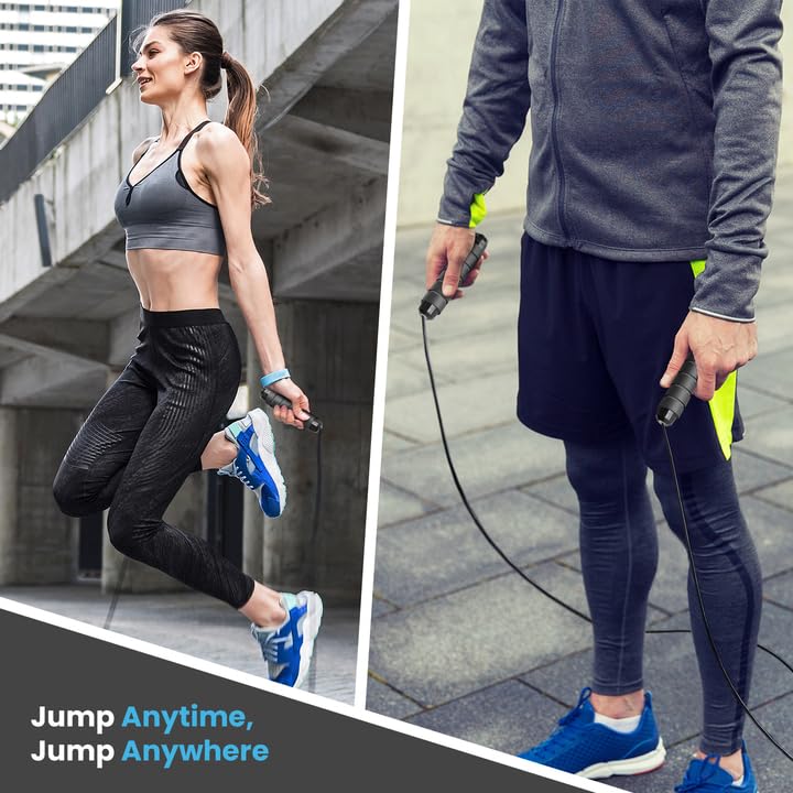 Adjustable Jump Rope for Workout - All-Purpose Exercise Jump Rope Kids & Adults Love with Tangle-Free, Comfortable Foam Handles - Best Slimming, Cardio & Endurance Training - color: Full Black