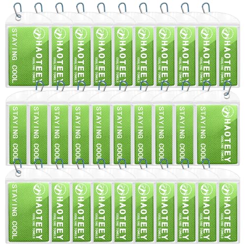 Cooling Towels Pack of 30, 40"*12" Neck Cool Towel Bulk, Cold Towels for Neck and Face, Cooling Rags Sports Towel for Hot Weather, Running, Soccer, Yoga, Gym, Golf - color: 30green