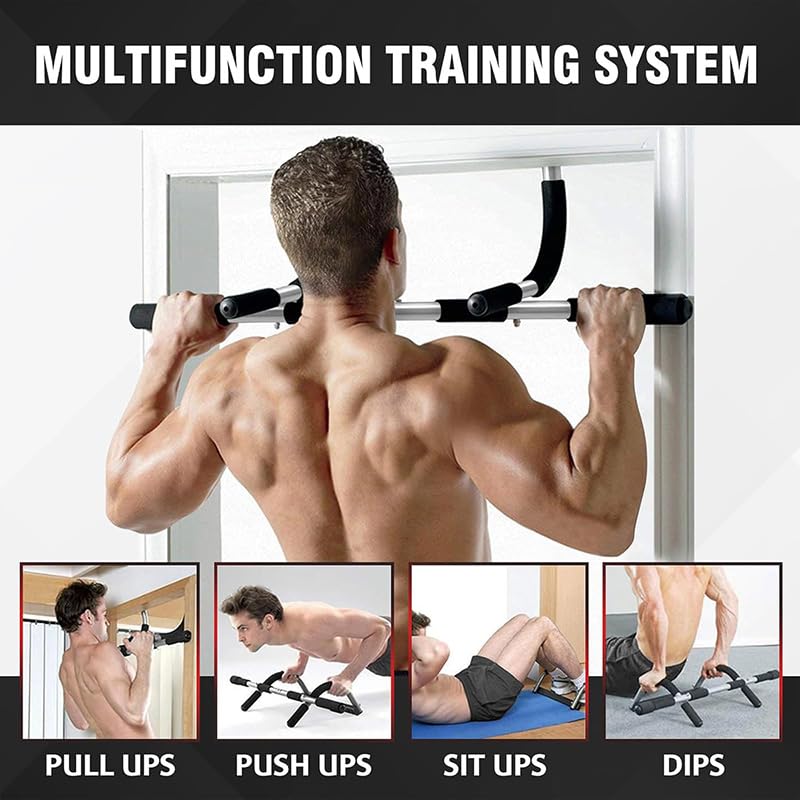 SteelCrush Pull Up Bar for Apartment – No Damage Door Frame Chin Up Bar, No Screws, Fits 27–36" Doorways, Multi-Grip Upper Body Workout Bar, 330 lbs Capacity