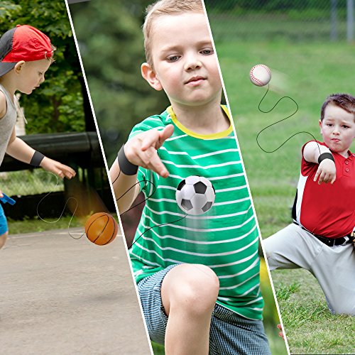 ArtCreativity 2.25 Inch Sports Wrist Balls - Set of 3 - Includes Basketball, Baseball, and Soccer Ball Wristband Toys - Durable Foam String Attached Rebound Balls - Party Favor, Gift Idea for Kids