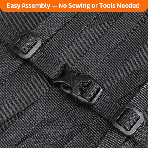BEYOURD Buckle and Strap Set 3/8", 10 Yards Webbing Strap, 10-Pack Dual Adjustable Side Release Plastic Buckles, 20 Tri-Glide Slider Clips, Black (3/8 Inch Combo Set) - style: 3/8" Combo Set