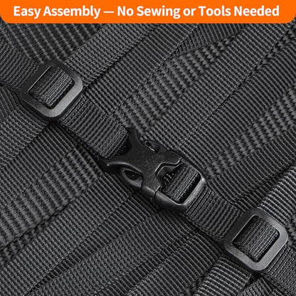 BEYOURD Buckle and Strap Set 3/8", 10 Yards Webbing Strap, 10-Pack Dual Adjustable Side Release Plastic Buckles, 20 Tri-Glide Slider Clips, Black (3/8 Inch Combo Set) - style: 3/8" Combo Set