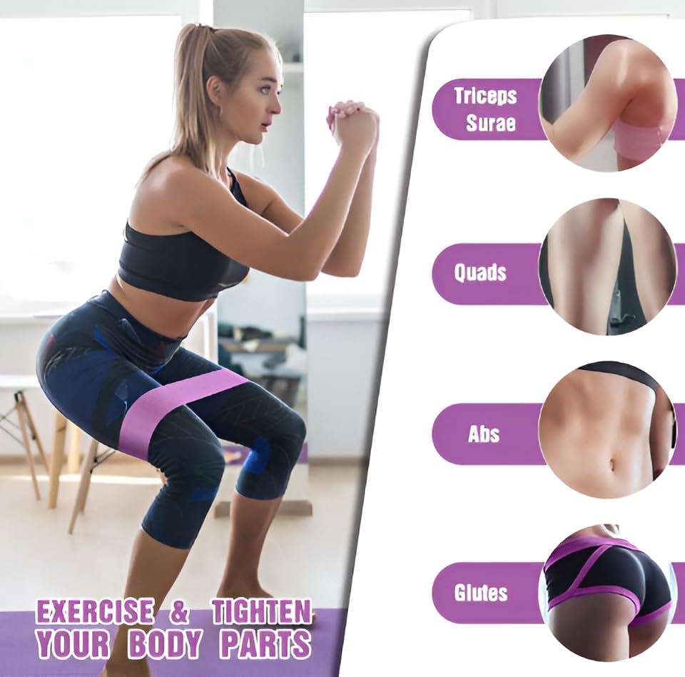 Fabric Resistance Band Set | 3 Tension Bands with Carrying Bag | Fabric Resistance Bands for Hips & Glutes Workouts