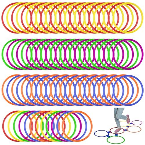 Mototo 24/30/48/96 Pack Agility Rings 15 Inch Speed Training Hopscotch Rings Plastic Circle Jumping Hoops Agility Hurdles for Athlete Exercise Soccer Football Gymnastics Games Practice Footwork - style: 30 Pack
