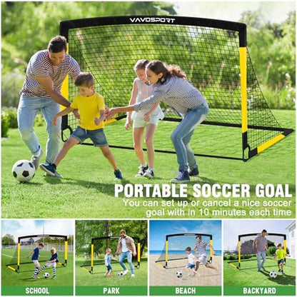 Kids Soccer Goals for Backyard Set, 2 of 4x3 / 6x4 ft Portable Soccer Goal Nets, Pop Up Mini Toddler Soccer Net Training Equipment & Ball, Cones for Ages 3-14, Outdoor Games Gifts for Kids